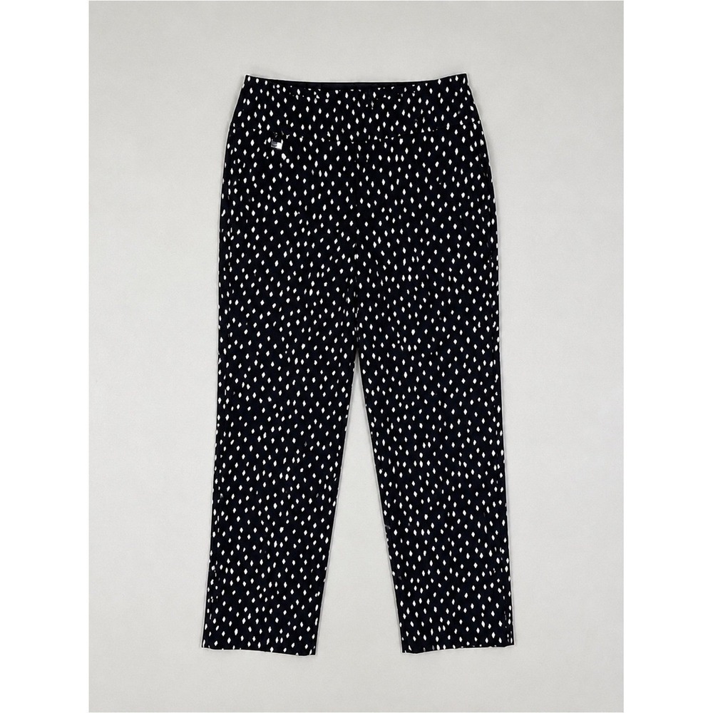 Womens Polka Dot Slim Ankle Pants Medium Preppy Coastal Fisherman  Preppy